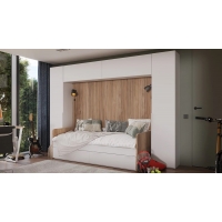 Шкаф навесной Порто 366 с декоративными панелями (Белый Жемчуг, Яблоня Беллуно, Белый софт) - Изображение 4